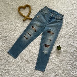 Trendy Distressed Blue Boyfriend Jeans